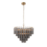 Endon Toulouse Chandelier Satin Brass & Smokey Grey Ribbed Glass