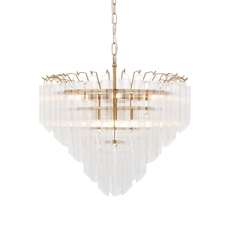 Endon Toulouse Chandelier Satin Brass & Angled Glass