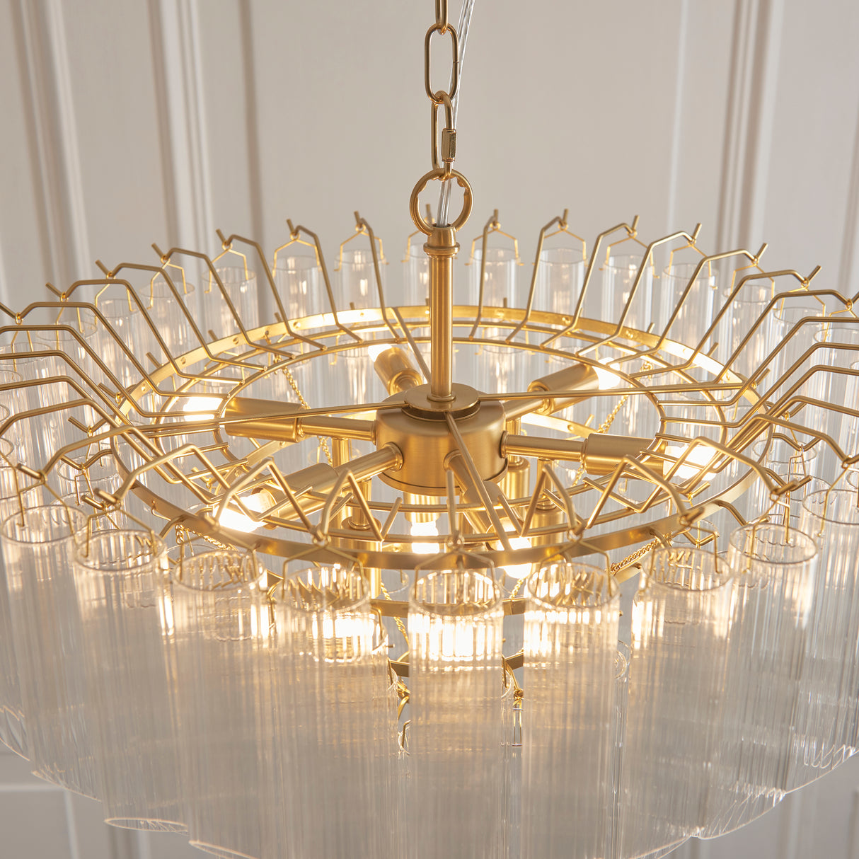 Endon Toulouse Chandelier Satin Brass & Angled Glass