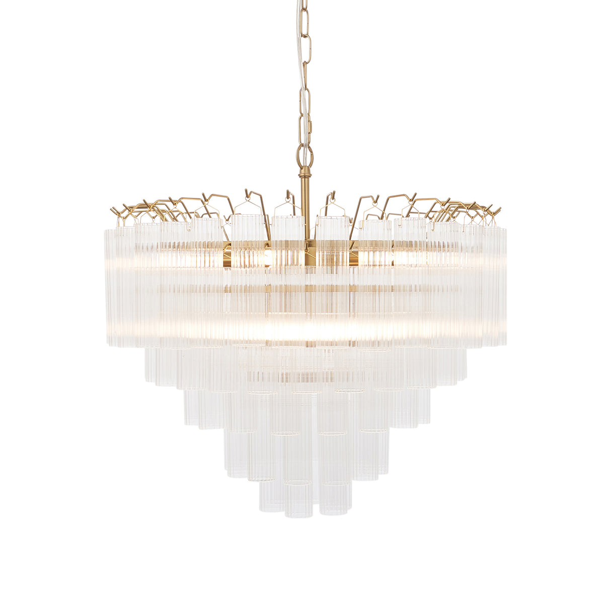 Endon Toulouse Chandelier Satin Brass & Ribbed Glass