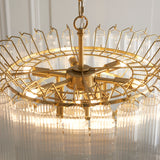 Endon Toulouse Chandelier Satin Brass & Ribbed Glass