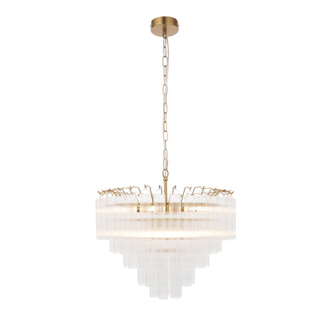 Endon Toulouse Chandelier Satin Brass & Ribbed Glass