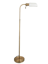 Endon Pharmacy Reading Floor Lamp Antique Brass with Opal Glass