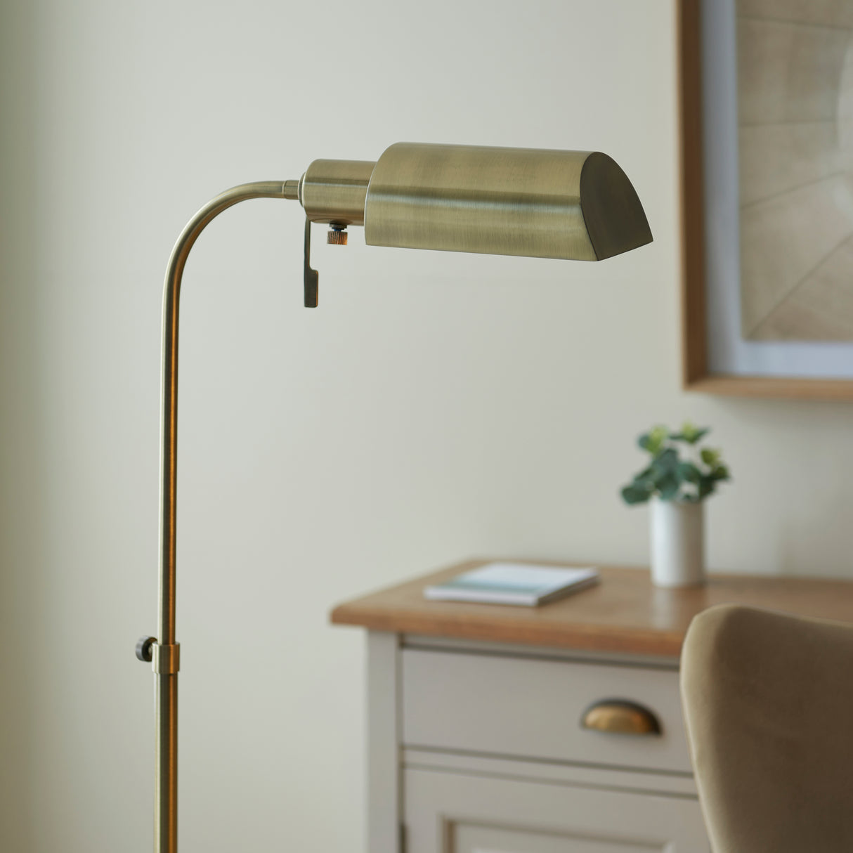 Endon Pharmacy Reading Floor Lamp Antique Brass