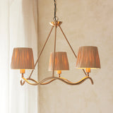 Endon Wriggle 3lt Pendant Brushed aged brass plate & natural raffia