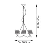 Endon Wriggle 3lt Pendant Brushed aged brass plate & natural raffia