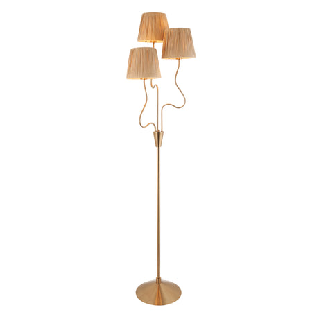 Endon Wriggle 3lt Floor Brushed aged brass plate & natural raffia