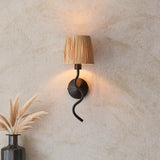 Endon Wriggle Wall Matt black & natural raffia