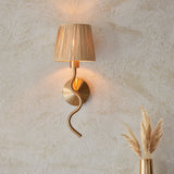 Endon Wriggle Wall Brushed aged brass plate & natural raffia