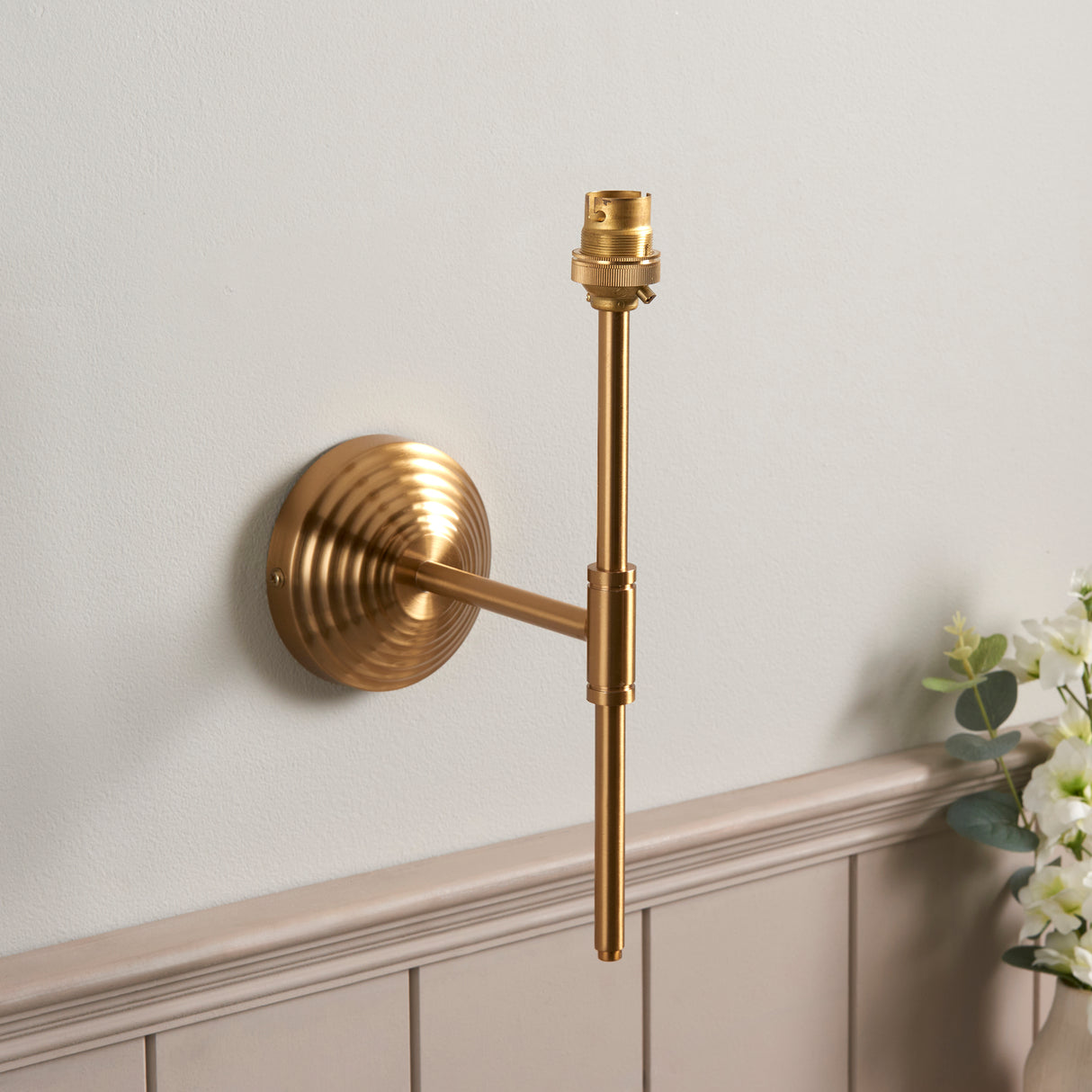 Endon Obelisk T Bar Wall Fitting Brushed aged brass plate