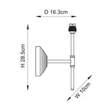 Endon Obelisk T Bar Wall Fitting Brushed aged brass plate