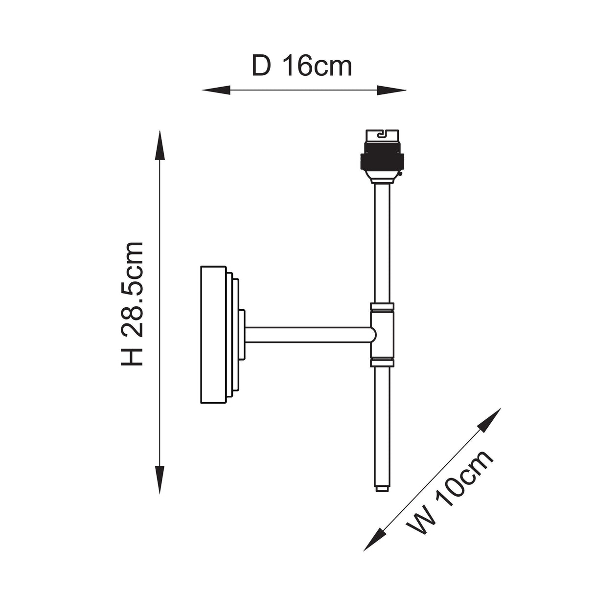 Endon Step T Bar Wall Fitting Brushed aged brass plate