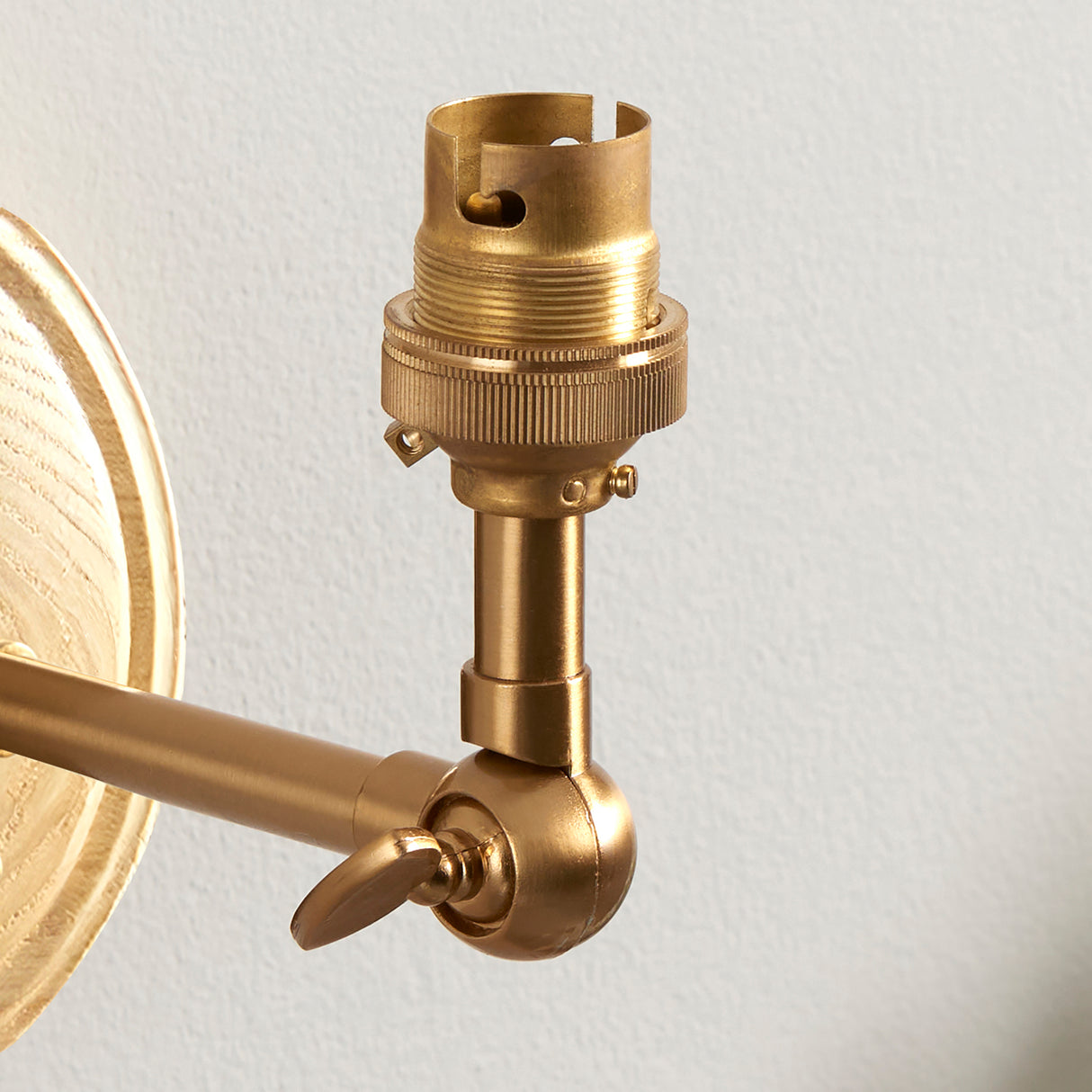 Endon Wood Wing Wall fitting Ash wood & brushed aged brass plate