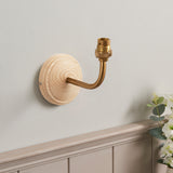 Endon Wood Arc Wall Fitting Ash wood & brushed aged brass plate