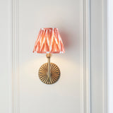 Endon Dahlia Swan & Zigzag 16cm Wall Antique brass & apricot orange fabric