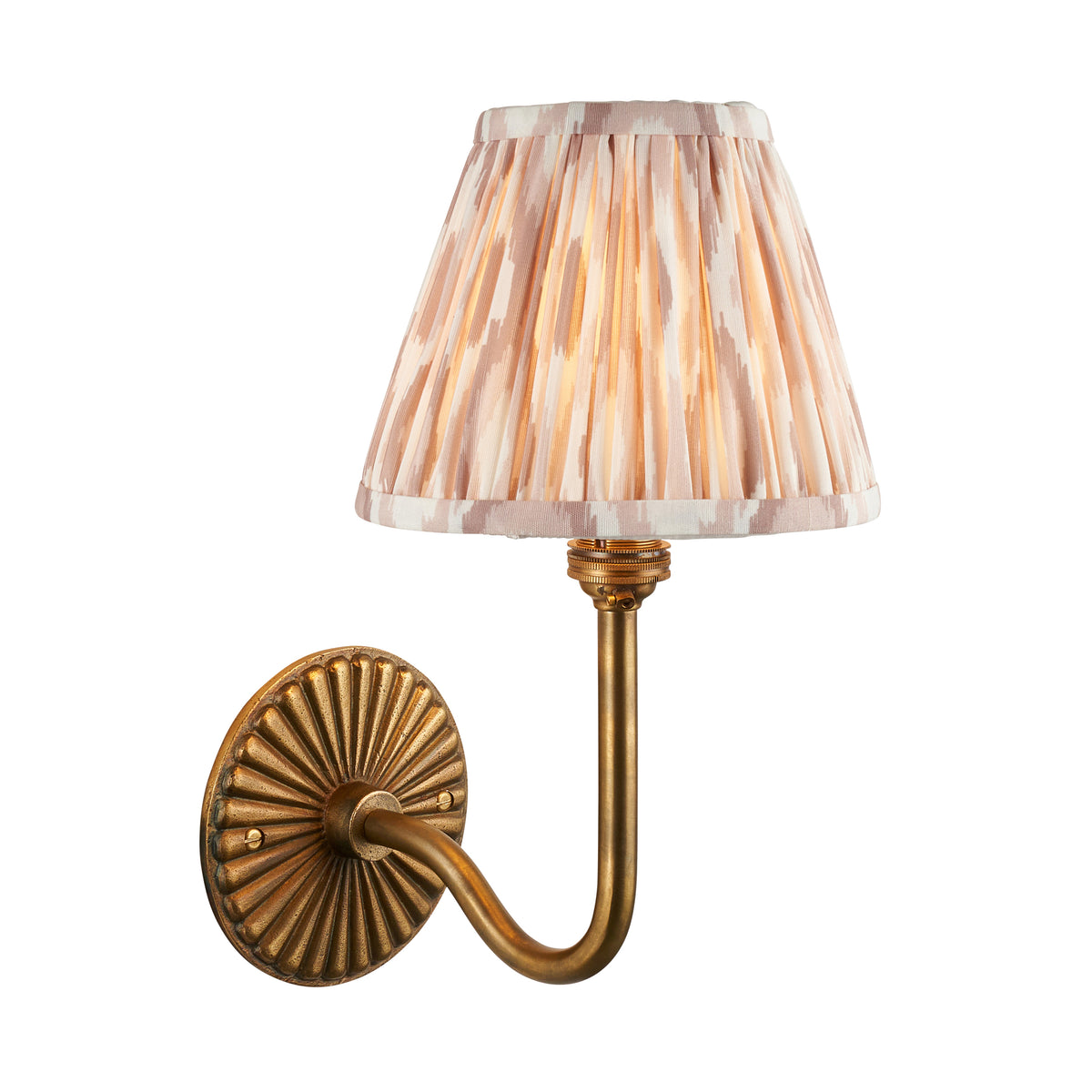 Endon Dahlia Swan & Ikat 16cm Wall Antique brass & neutral print fabric