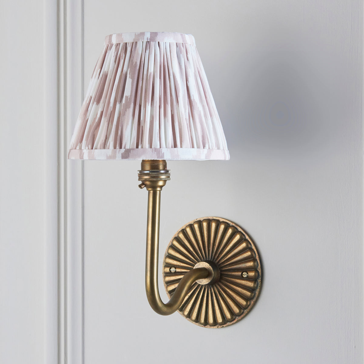 Endon Dahlia Swan & Ikat 16cm Wall Antique brass & neutral print fabric