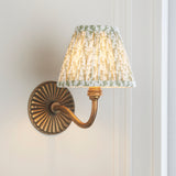 Endon Dahlia Curve & Leaf 16cm Wall Antique brass & herb garden green fabric