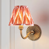 Endon Dahlia Curve & Zigzag 16cm Wall Antique brass & apricot orange fabric