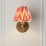 Endon Dahlia Curve & Zigzag 16cm Wall Antique brass & apricot orange fabric