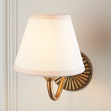 Endon Dahlia Curve & Ivy 16cm Wall Antique brass & vintage white fabric