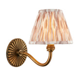 Endon Dahlia Curve & Ikat 16cm Wall Antique brass & neutral print fabric