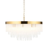 Endon Anistoria Grand 9Lt Pendant Brushed aged brass plate & clear glass