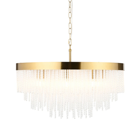 Endon Anistoria Grand 9Lt Pendant Brushed aged brass plate & clear glass