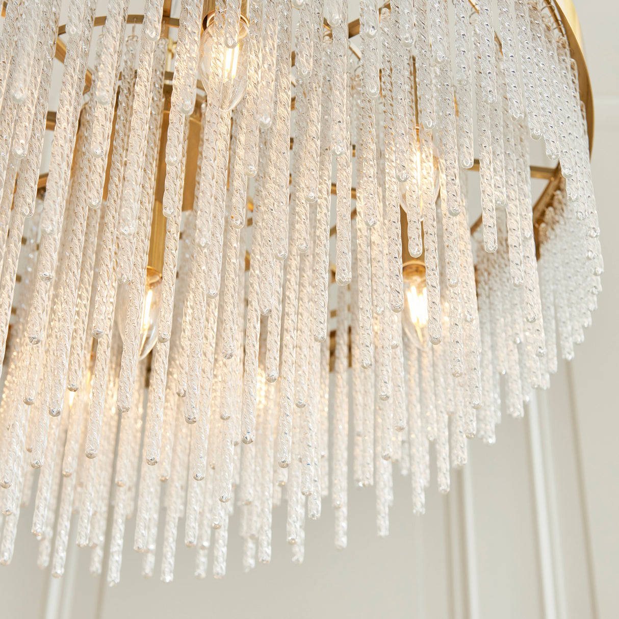 Endon Anistoria Grand 9Lt Pendant Brushed aged brass plate & clear glass