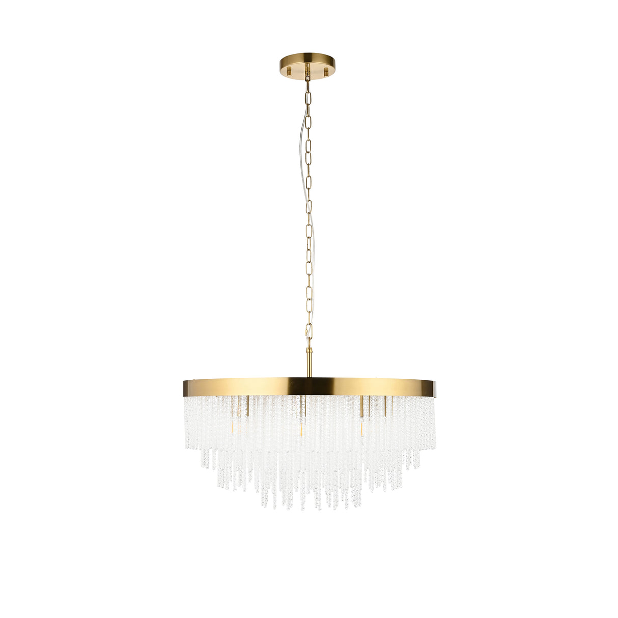 Endon Anistoria Grand 9Lt Pendant Brushed aged brass plate & clear glass