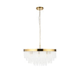 Endon Anistoria Grand 9Lt Pendant Brushed aged brass plate & clear glass