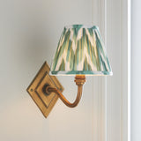 Endon Diamond Curve & Zigzag 16cm Wall Antique brass & cotswold green fabric