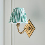 Endon Diamond Curve & Zigzag 16cm Wall Antique brass & cotswold green fabric
