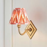 Endon Diamond Curve & Zigzag 16cm Wall Antique brass & apricot orange fabric