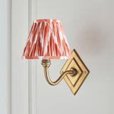 Endon Diamond Curve & Zigzag 16cm Wall Antique brass & apricot orange fabric