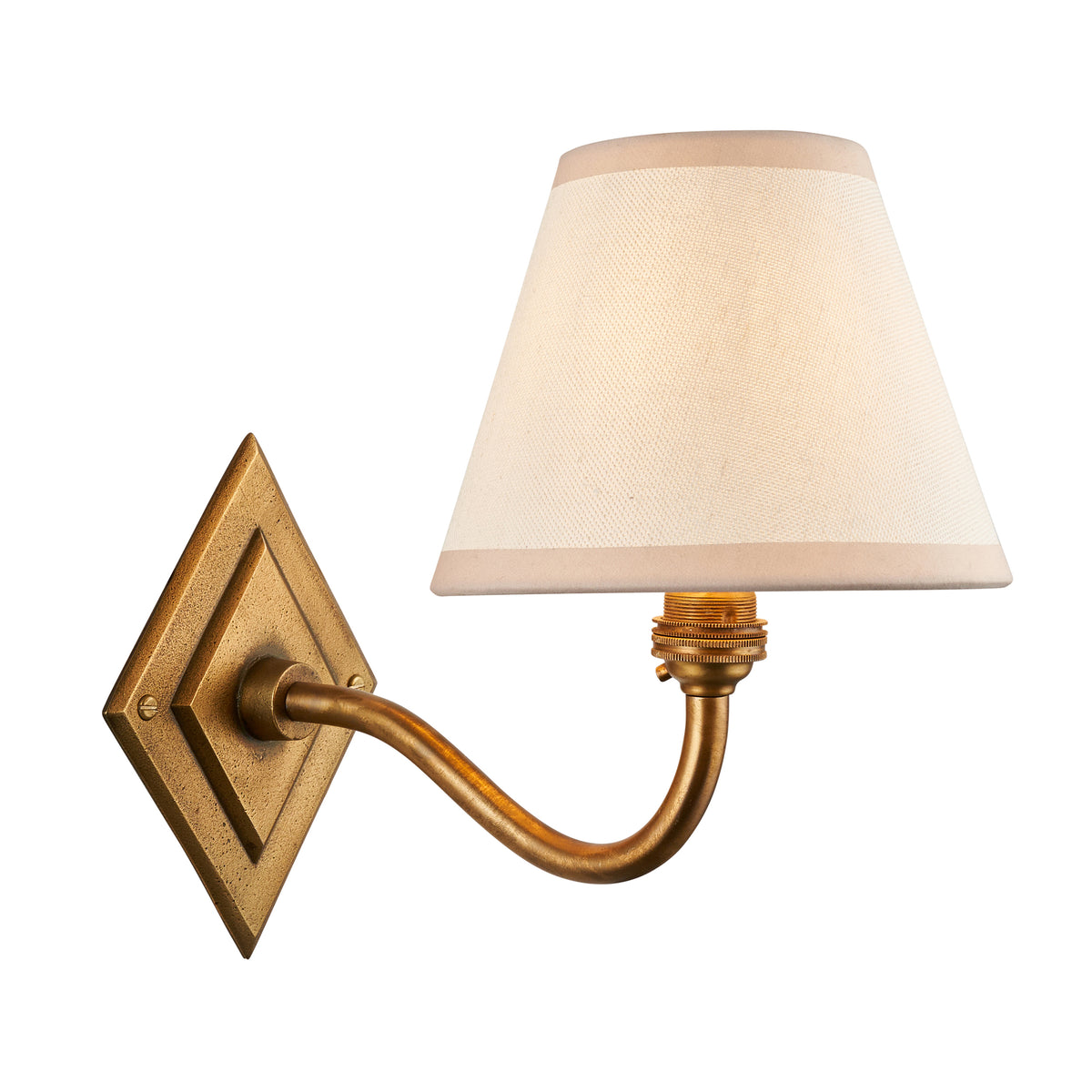 Endon Diamond Curve & Ivy 16cm Wall Antique brass & vintage white fabric