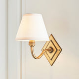 Endon Diamond Curve & Ivy 16cm Wall Antique brass & vintage white fabric