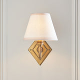 Endon Diamond Curve & Ivy 16cm Wall Antique brass & vintage white fabric