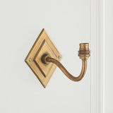 Endon Diamond Curve & Ikat 16cm Wall Antique brass & neutral print fabric