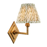 Endon Diamond Angle & Leaf 16cm Wall Antique brass & herb garden green fabric