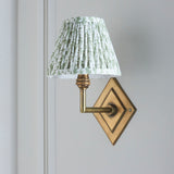 Endon Diamond Angle & Leaf 16cm Wall Antique brass & herb garden green fabric