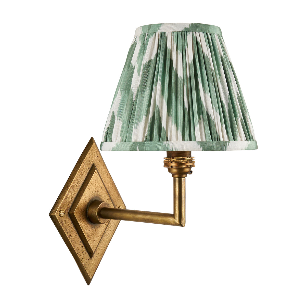 Endon Diamond Angle & Zigzag 16cm Wall Antique brass & cotswold green fabric