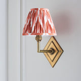 Endon Diamond Angle & Zigzag 16cm Wall Antique brass & apricot orange fabric