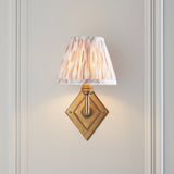 Endon Diamond Angle & Ikat 16cm Wall Antique brass & neutral print fabric