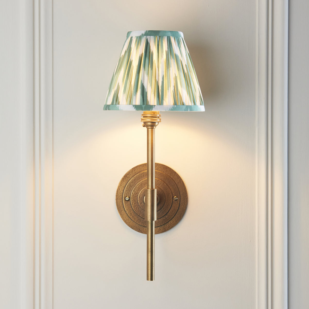 Endon Halo Tall & Zigzag 16cm Wall Antique brass & cotswold green fabric