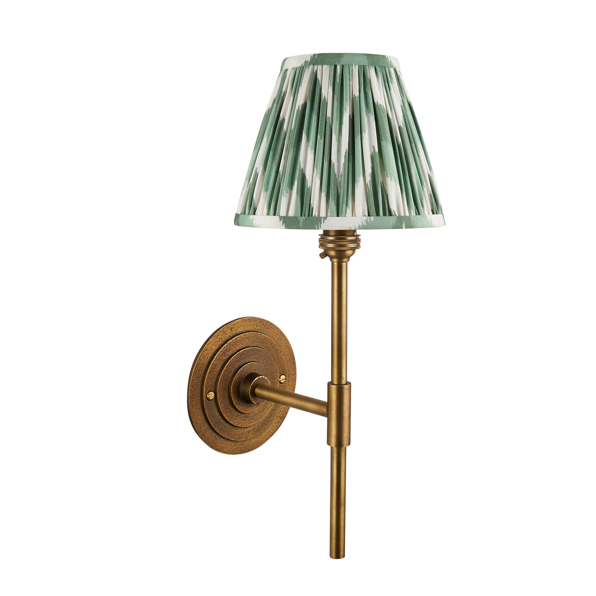 Endon Halo Tall & Zigzag 16cm Wall Antique brass & cotswold green fabric