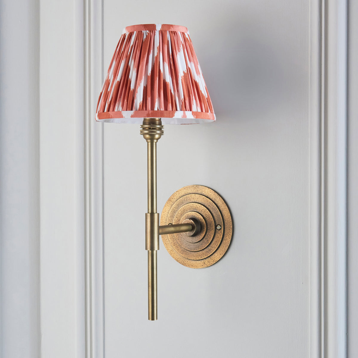 Endon Halo Tall & Zigzag 16cm Wall Antique brass & apricot orange fabric