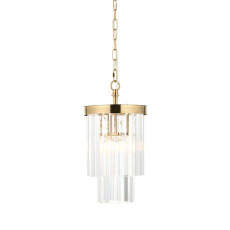 Endon Conaston Pendant Brushed aged brass plate & clear cut glass