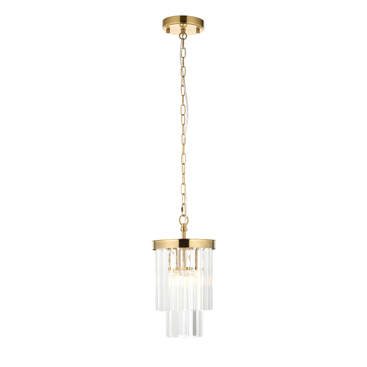 Endon Conaston Pendant Brushed aged brass plate & clear cut glass