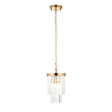 Endon Conaston Pendant Brushed aged brass plate & clear cut glass
